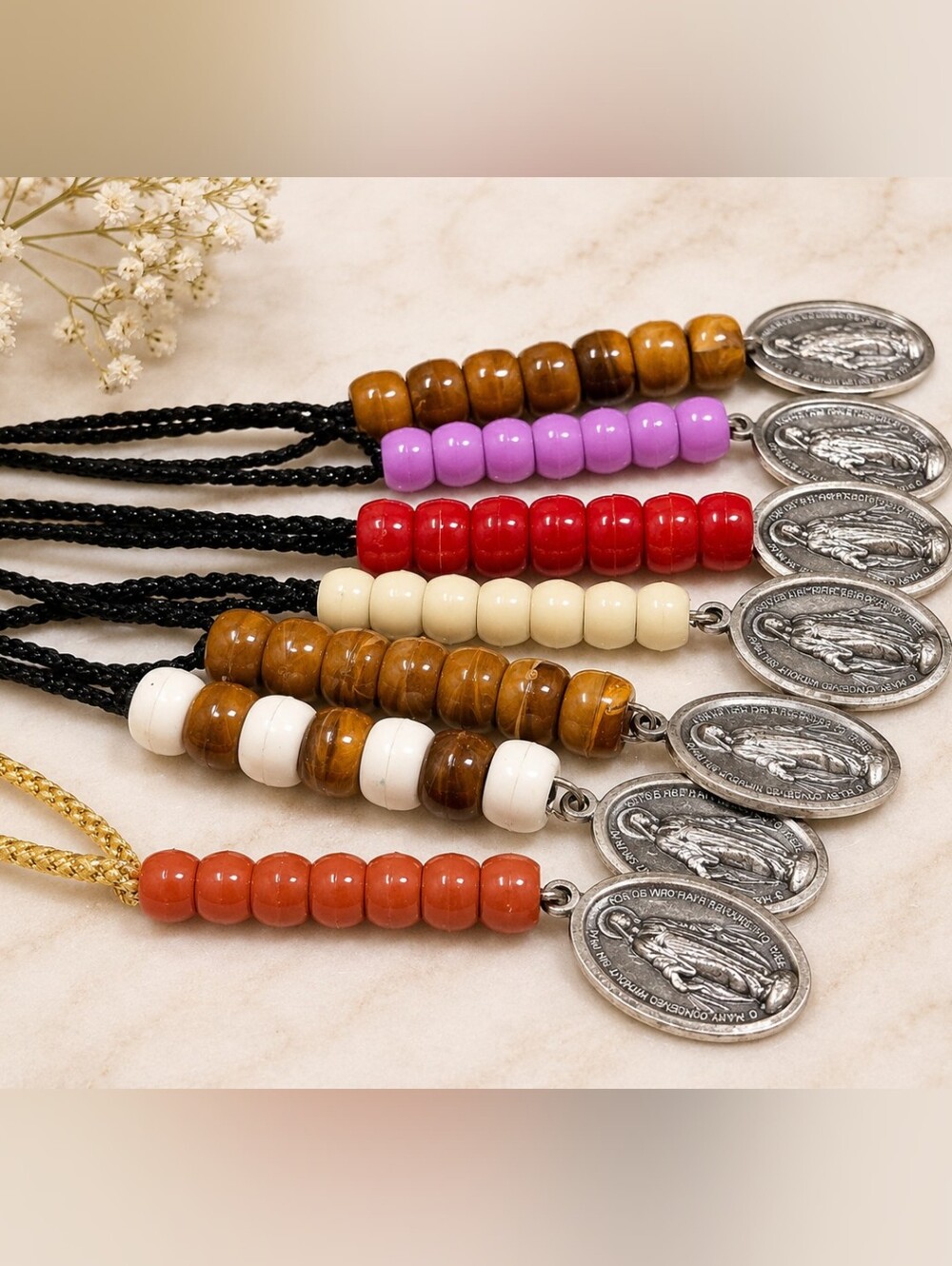 Vintage Religious Prayer Bead / Chaplet Necklace Bundle – 7 Pieces